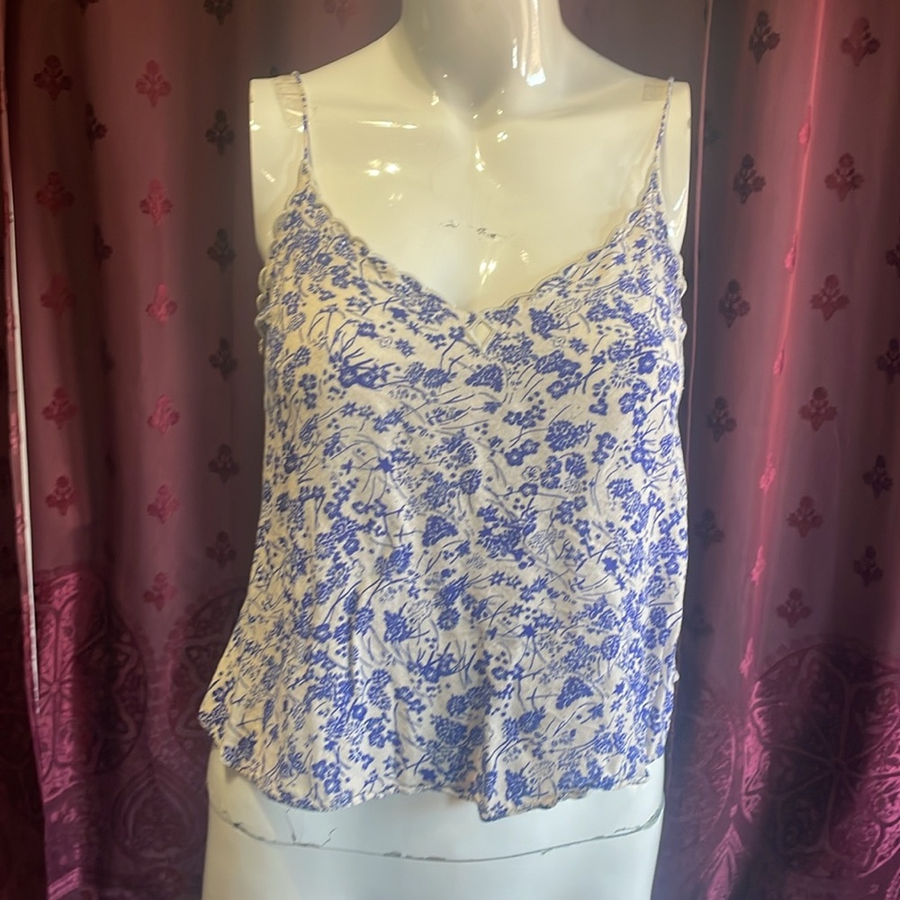 Intimately Free People Blue & White Chinoiserie Print Camisole Tank Top Size XS